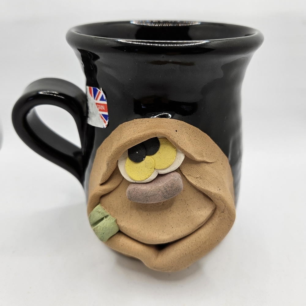Art Pottery Ugly Funny Face Toothy Mug Cup Handmade Stoneware Anthropomorphic